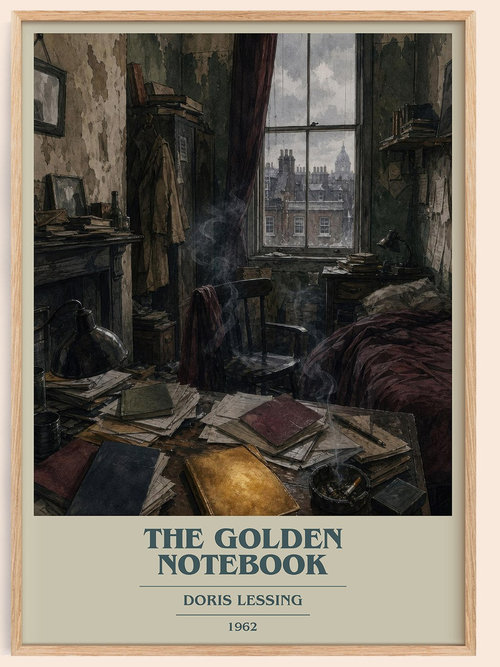 The Golden Notebook book cover book poster by Doris Lessing – framed literary art print