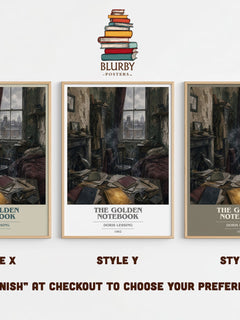 The Golden Notebook book cover print in frame leaning in hallway – literary fiction wall art