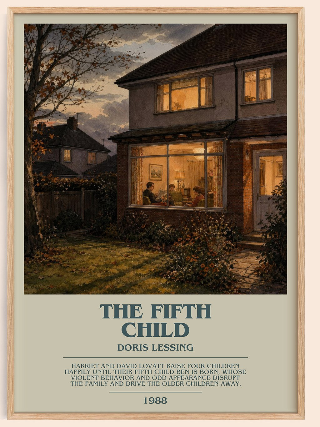 The Fifth Child bookish book poster by Doris Lessing – framed literary art print