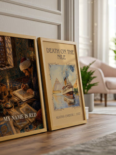 My Name Is Red watercolour print framed by window – literary home decor