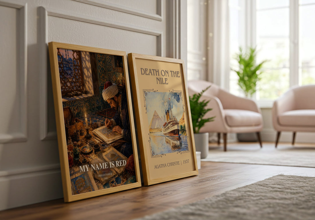 My Name Is Red watercolour print framed by window – literary home decor