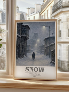 Snow book cover poster colour and style options – Orhan Pamuk book art