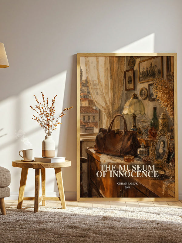 The Museum of Innocence watercolour print in frame leaning in hallway – literary fiction wall art
