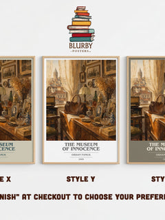 The Museum of Innocence book cover print in frame leaning in hallway – literary fiction wall art