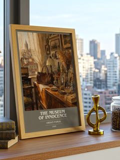 The Museum of Innocence book cover print framed by window – literary home decor