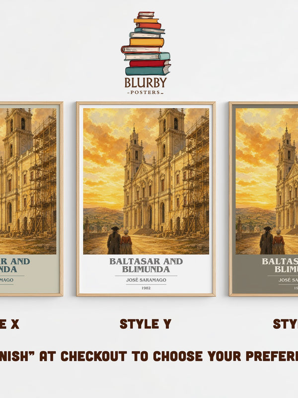 Baltasar and Blimunda book cover print in frame leaning in hallway – literary fiction wall art