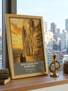 Baltasar and Blimunda book cover print framed by window – literary home decor