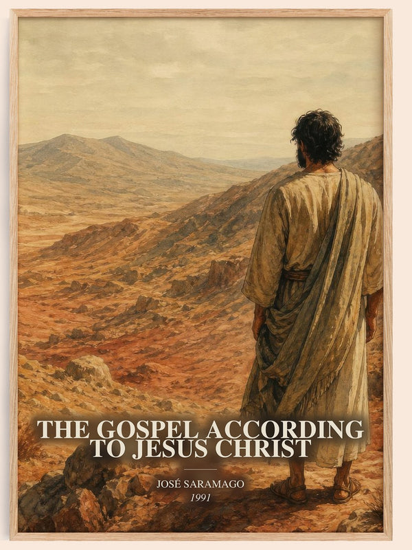 The Gospel According to Jesus Christ watercolour book poster by José Saramago – framed literary art print
