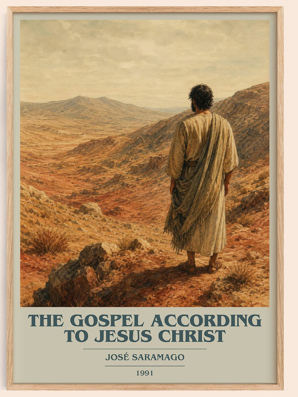 The Gospel According to Jesus Christ book cover book poster by José Saramago – framed literary art print