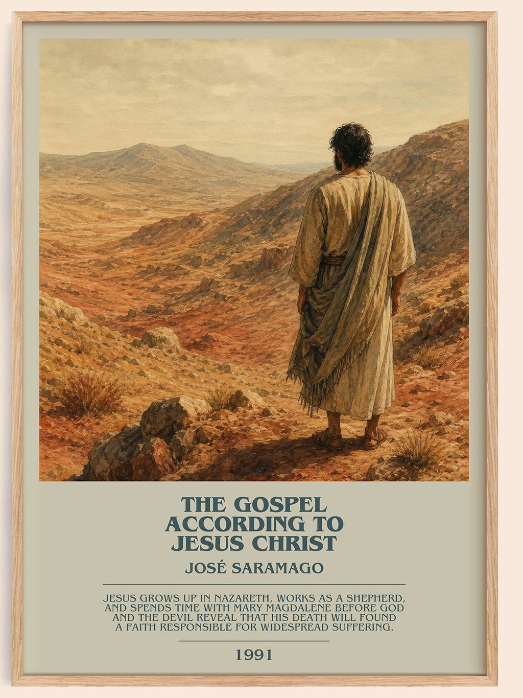 The Gospel According to Jesus Christ bookish book poster by José Saramago – framed literary art print