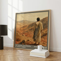 The Gospel According to Jesus Christ literary print framed by window – literary home decor