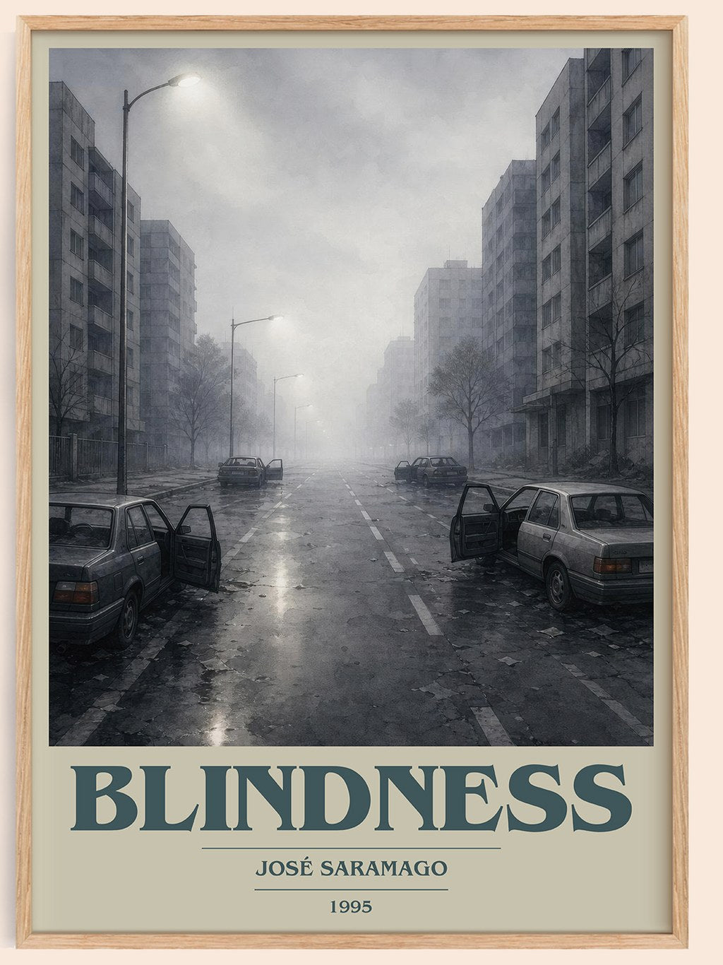 Blindness book cover book poster by José Saramago – framed literary art print