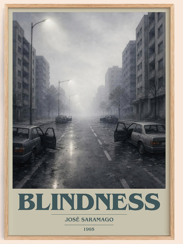 Blindness book cover book poster by José Saramago – framed literary art print