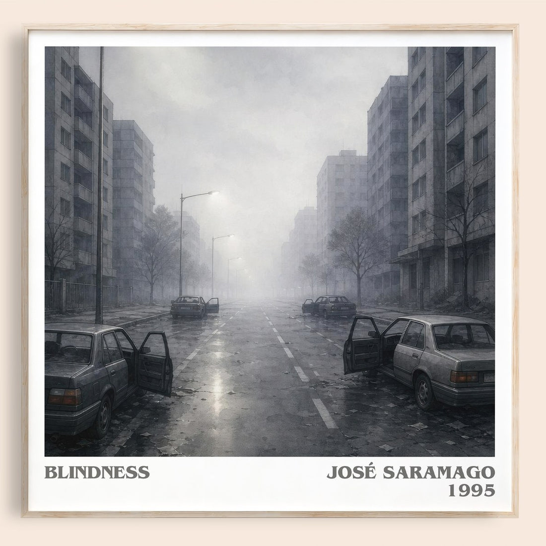 Blindness literary book poster by José Saramago – framed literary art print