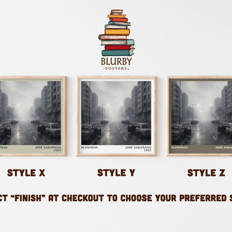 Blindness literary print in frame leaning in hallway – literary fiction wall art
