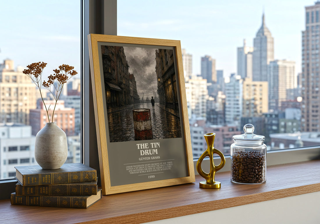 The Tin Drum bookish print framed by window – literary home decor