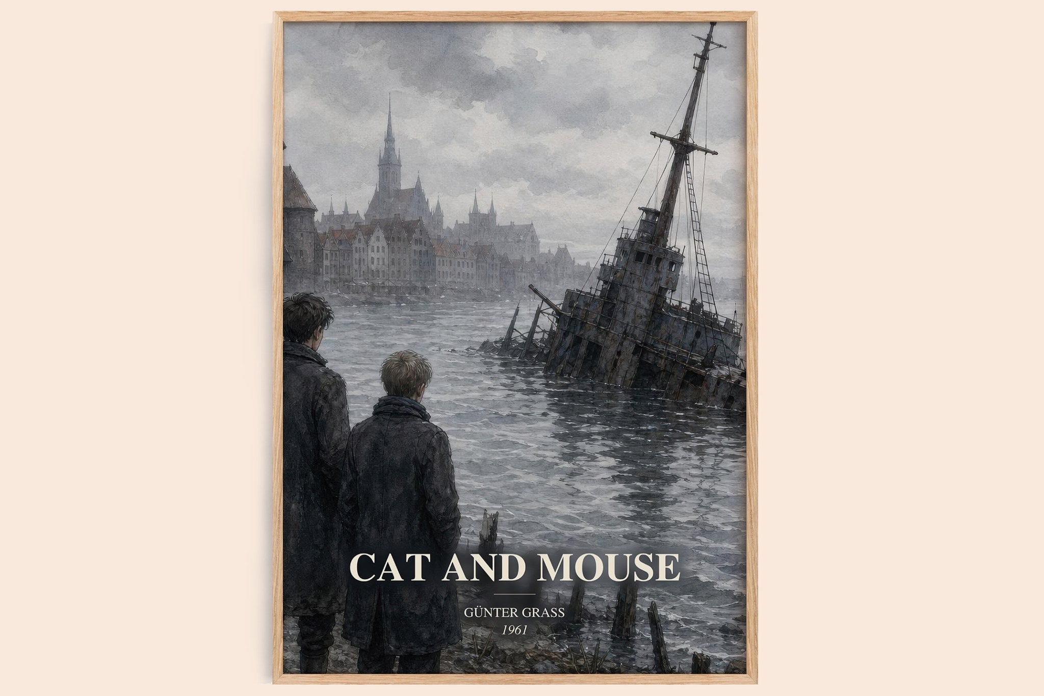 Cat and Mouse Book Watercolour Illustration by Günter Grass