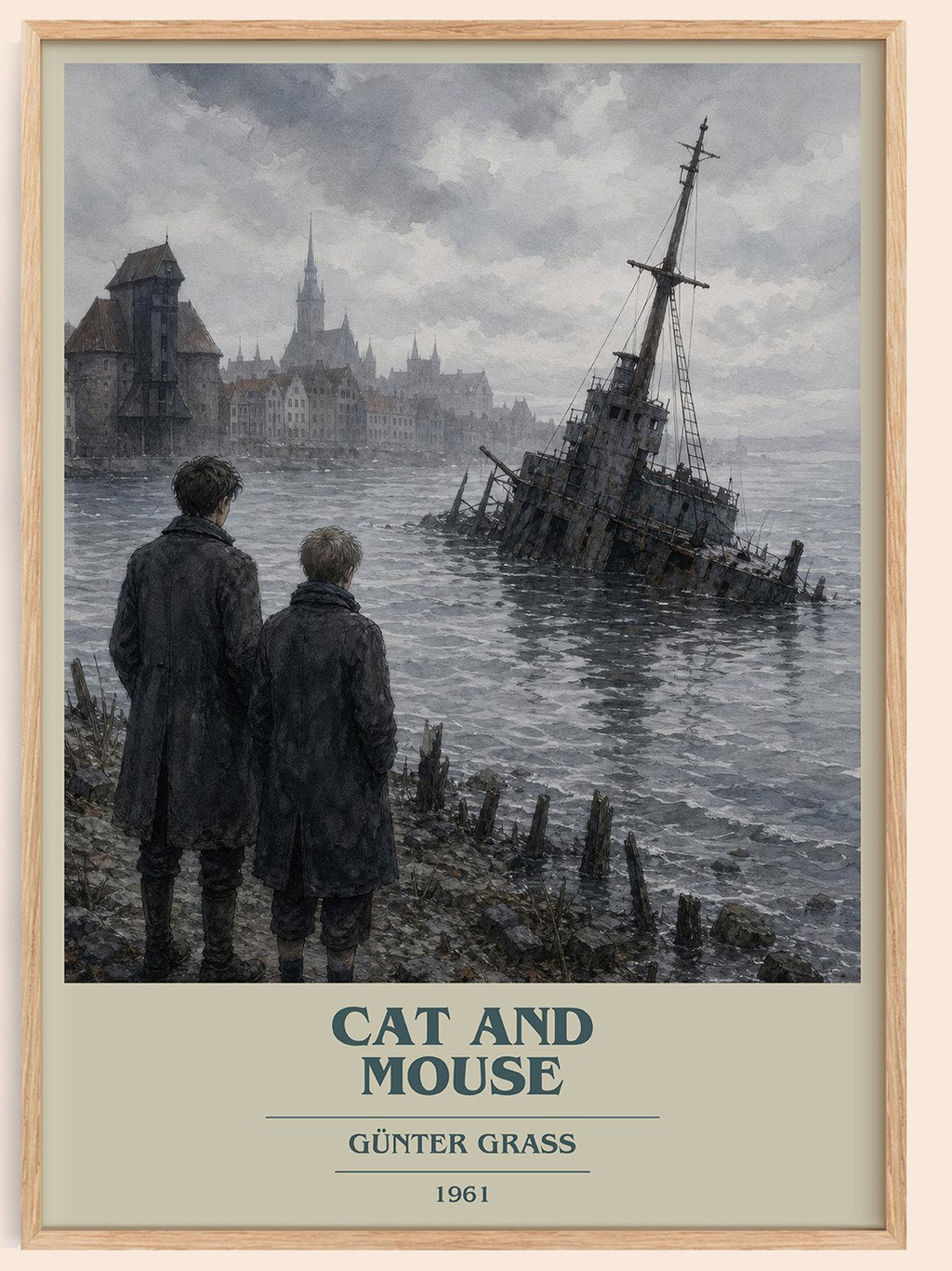 Cat and Mouse book cover book poster by Günter Grass – framed literary art print