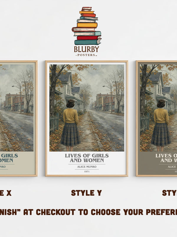 Lives of Girls and Women book cover print in frame leaning in hallway – coming of age wall art