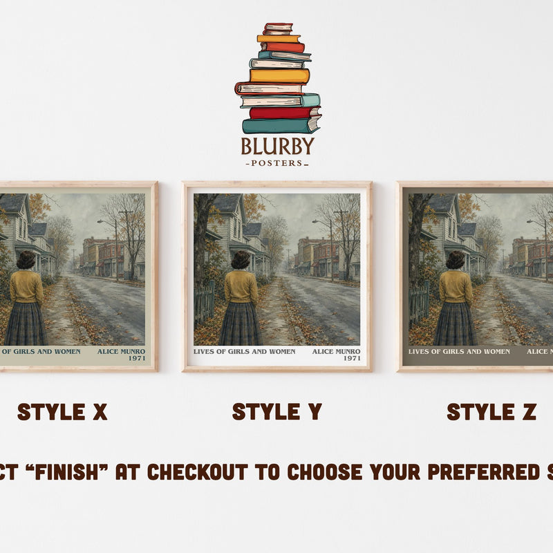 Lives of Girls and Women literary print in frame leaning in hallway – coming of age wall art