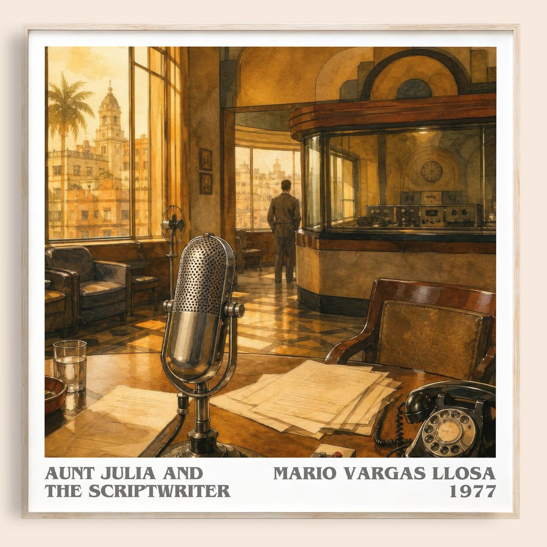 Aunt Julia and the Scriptwriter literary book poster by Mario Vargas Llosa – framed literary art print