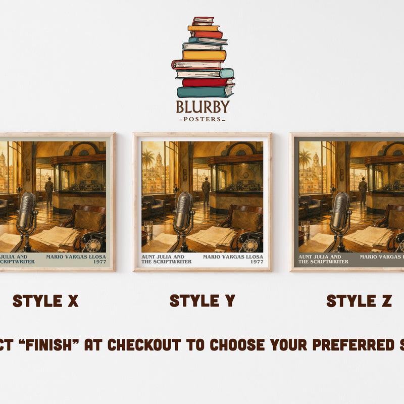Aunt Julia and the Scriptwriter literary print in frame leaning in hallway – literary fiction wall art
