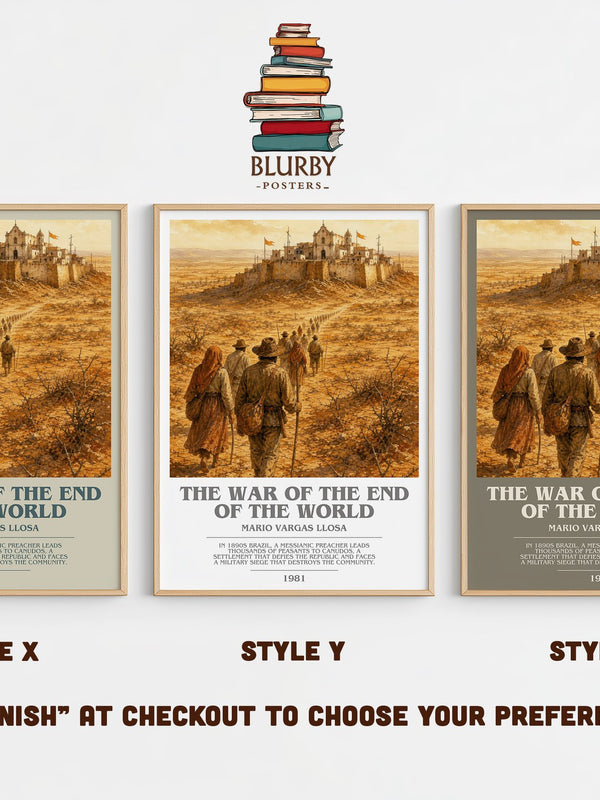 The War of the End of the World bookish print in frame leaning in hallway – historical fiction wall art
