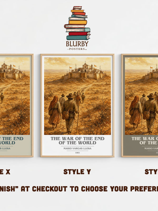 The War of the End of the World book cover print in frame leaning in hallway – historical fiction wall art