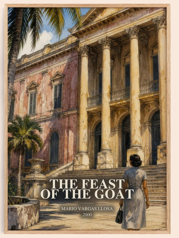 The Feast of the Goat watercolour book poster by Mario Vargas Llosa – framed literary art print