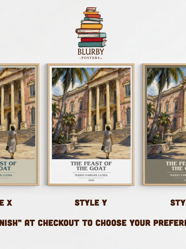 The Feast of the Goat book cover print in frame leaning in hallway – historical fiction wall art