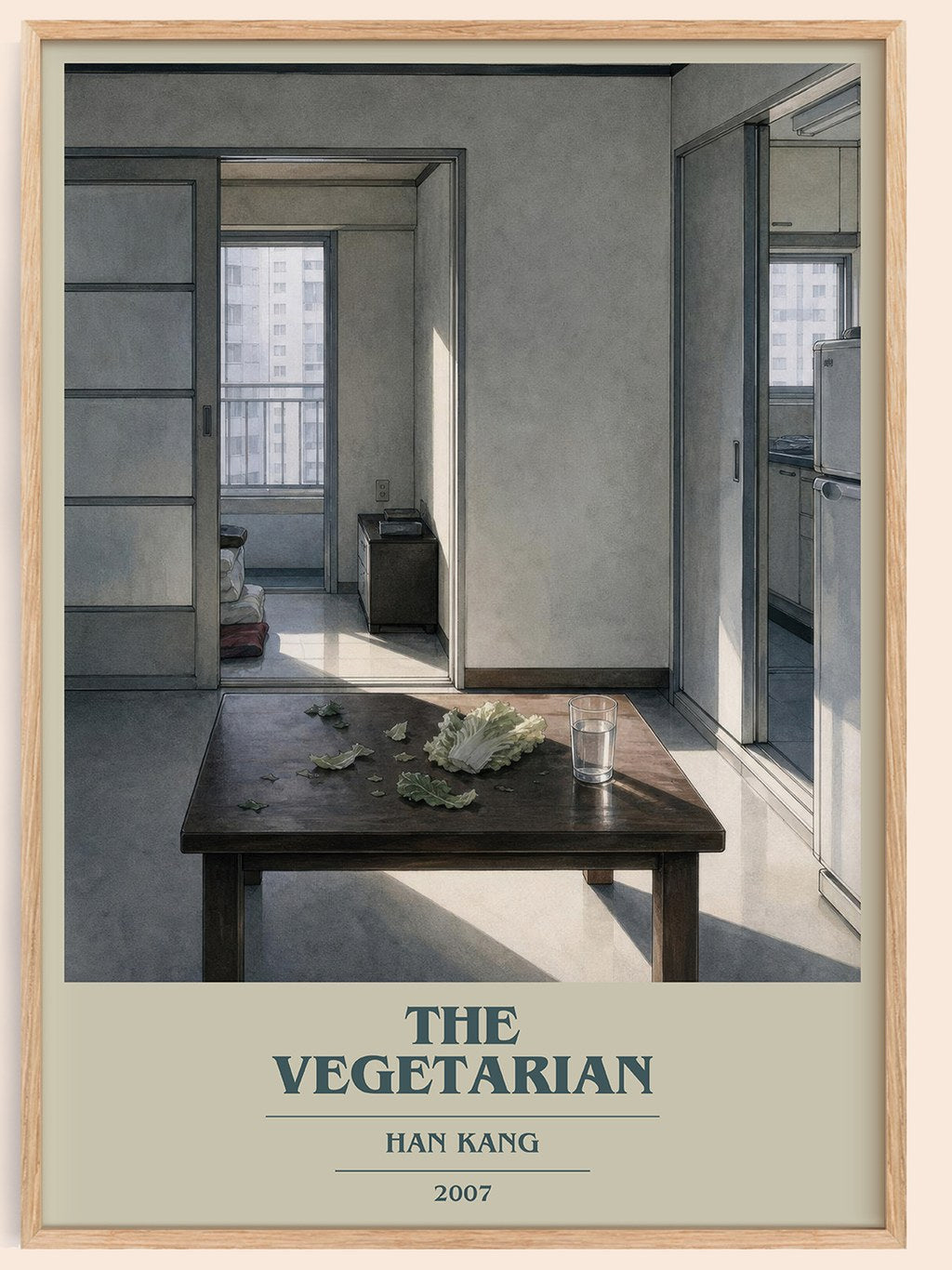 The Vegetarian book cover book poster by Han Kang – framed literary art print