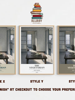 The Vegetarian book cover print in frame leaning in hallway – literary fiction wall art
