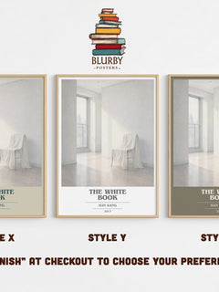 The White Book book cover print in frame leaning in hallway – literary fiction wall art