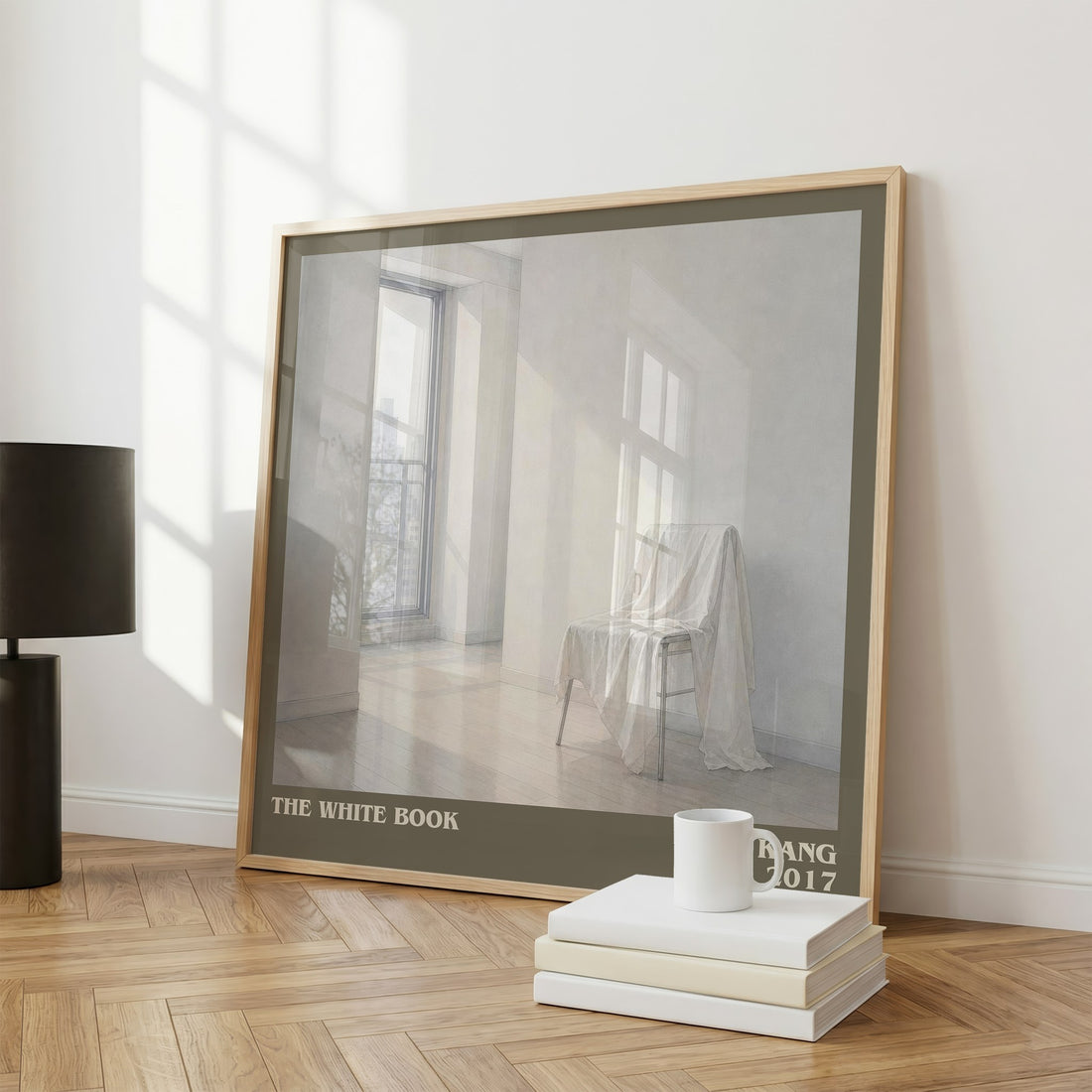 The White Book literary print framed by window – literary home decor