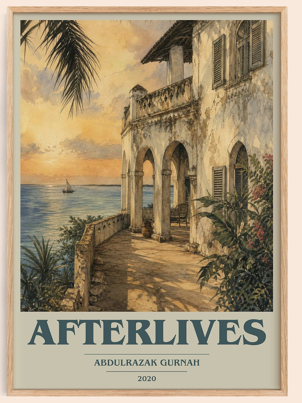 Afterlives book cover book poster by Abdulrazak Gurnah – framed literary art print