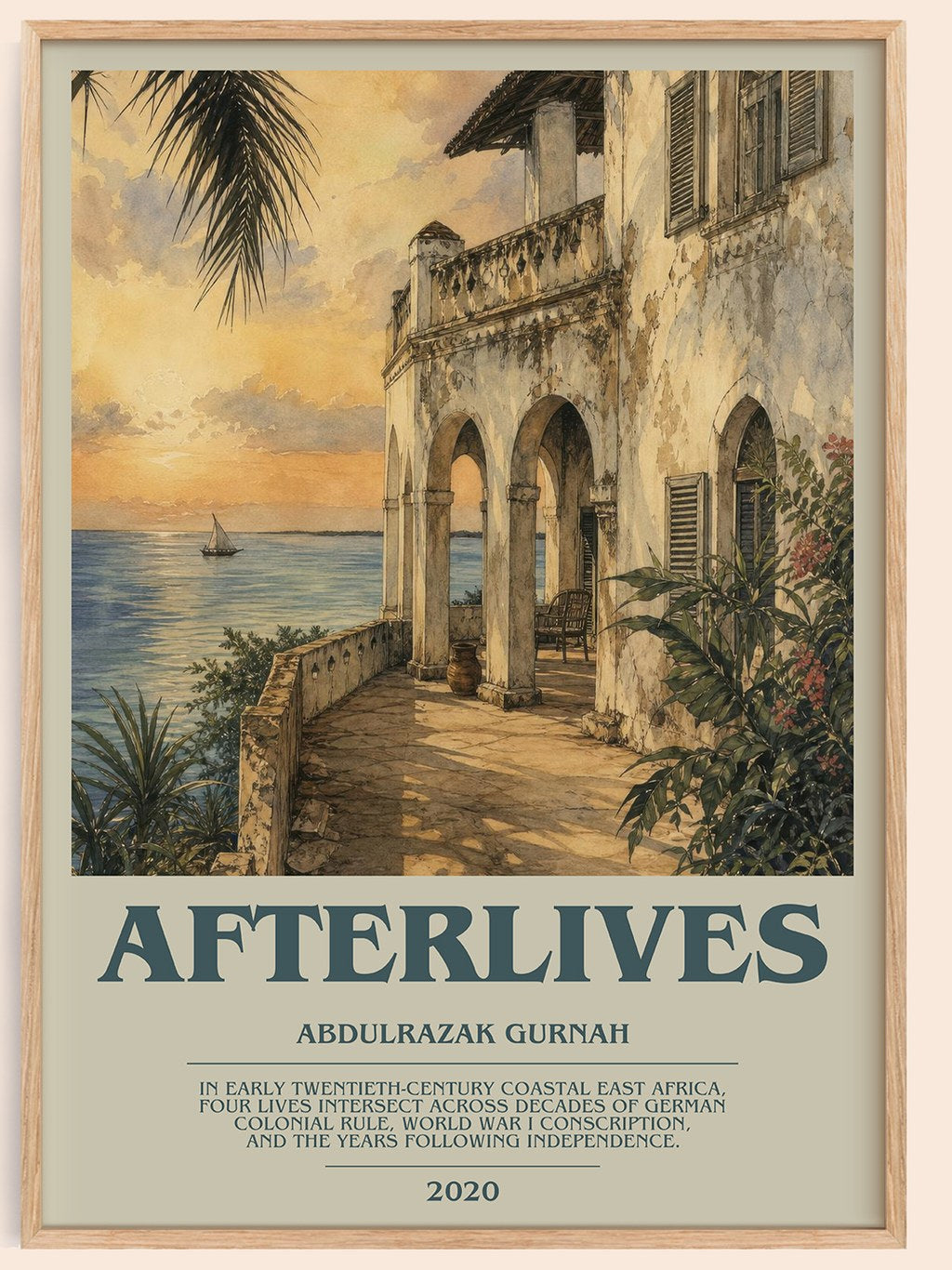 Afterlives bookish book poster by Abdulrazak Gurnah – framed literary art print