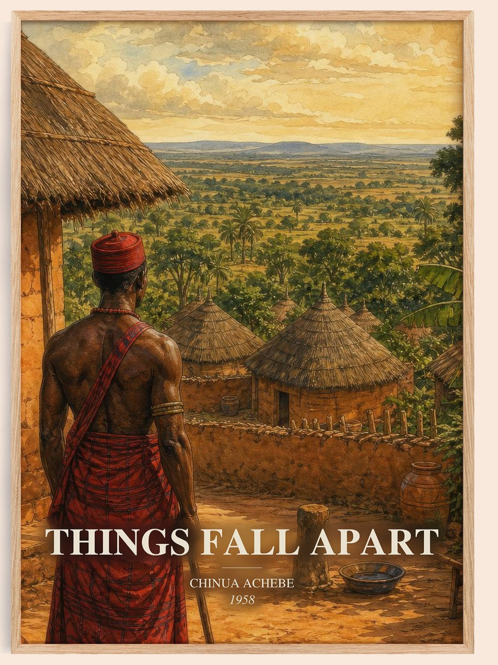 Things Fall Apart watercolour book poster by Chinua Achebe – framed literary art print