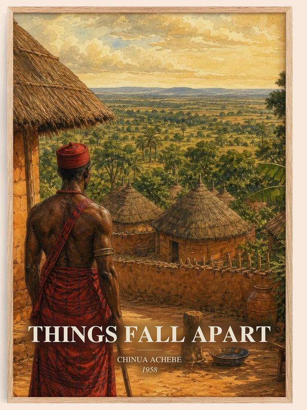 Things Fall Apart watercolour book poster by Chinua Achebe – framed literary art print