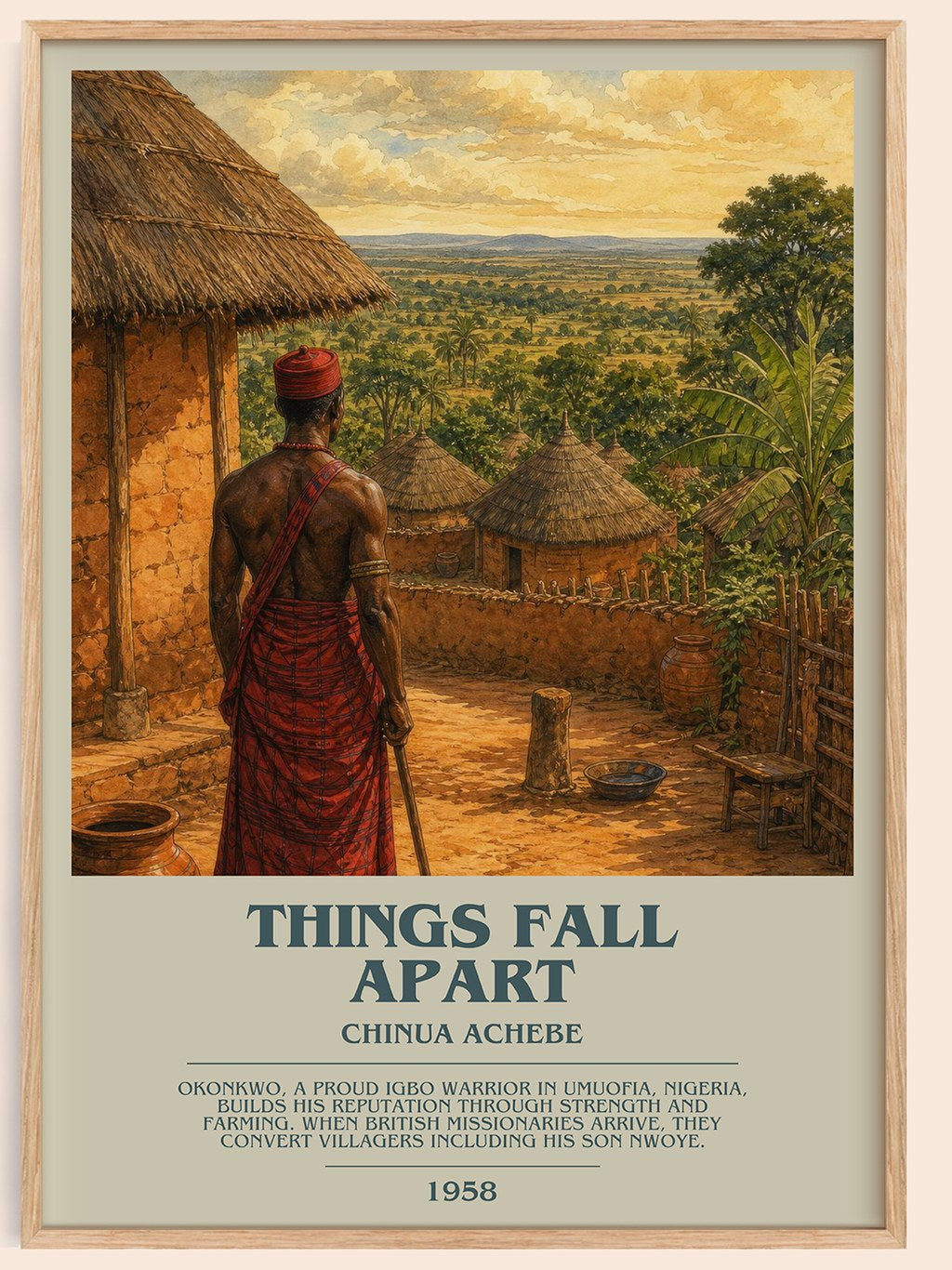 Things Fall Apart bookish book poster by Chinua Achebe – framed literary art print
