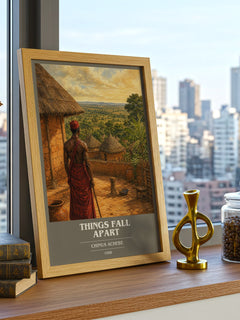 Things Fall Apart book cover print framed by window – literary home decor