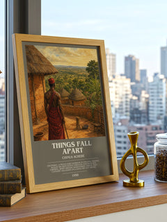 Things Fall Apart bookish print framed by window – literary home decor