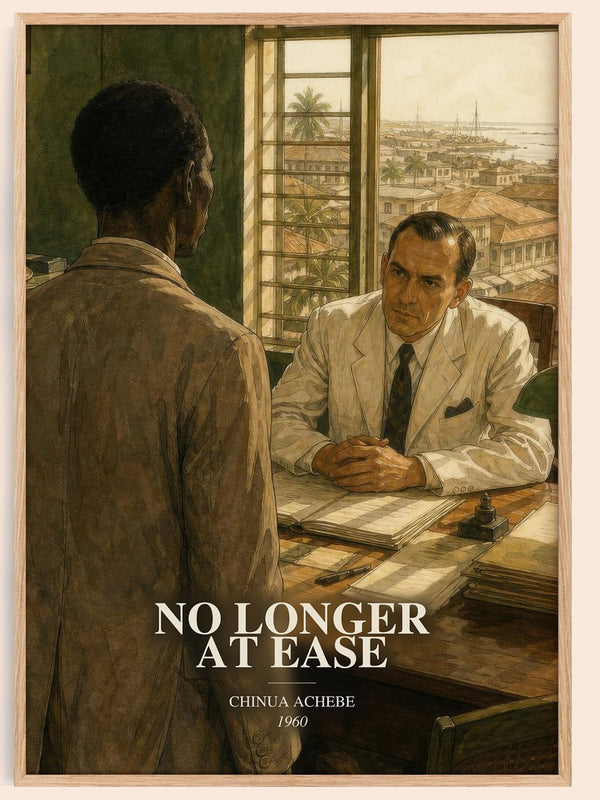 No Longer at Ease watercolour book poster by Chinua Achebe – framed literary art print