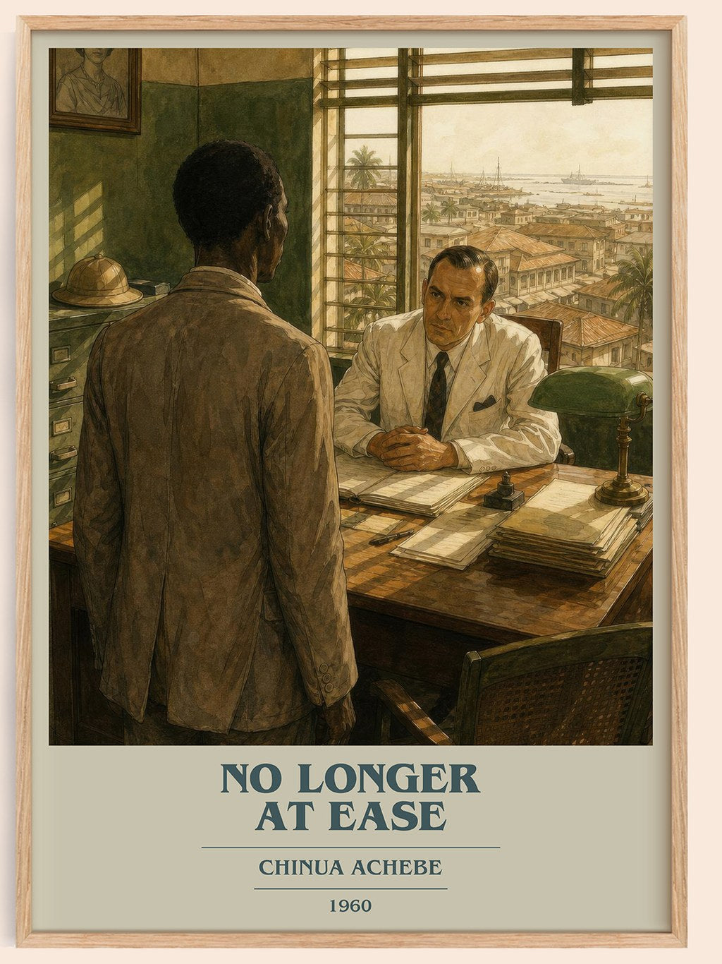 No Longer at Ease book cover book poster by Chinua Achebe – framed literary art print