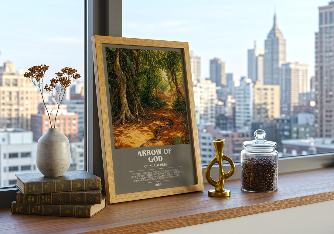 Arrow of God bookish print framed by window – literary home decor