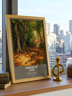 Arrow of God book cover print framed by window – literary home decor