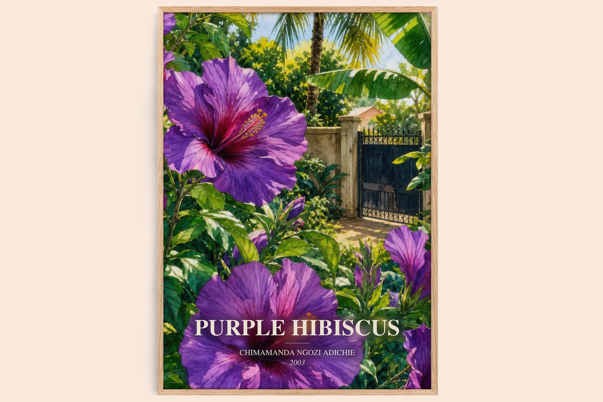Purple Hibiscus Book Watercolour Illustration by C. Adichie
