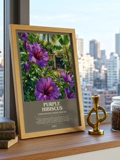Purple Hibiscus bookish print framed by window – literary home decor
