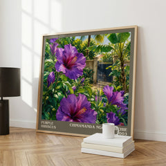 Purple Hibiscus literary print framed by window – literary home decor