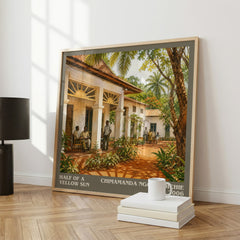 Half of a Yellow Sun literary print framed by window – literary home decor