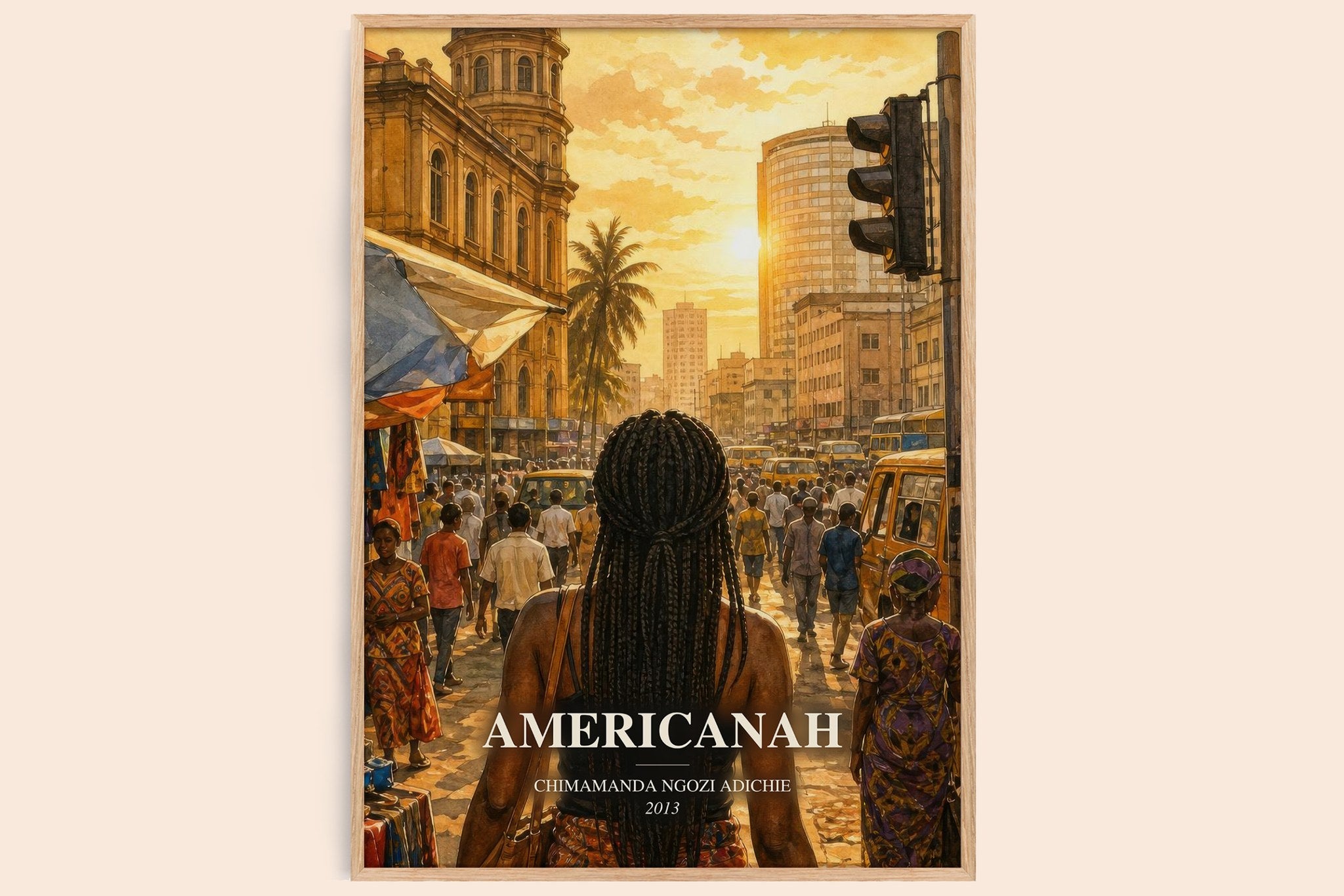 Americanah Book Watercolour Illustration by Chimamanda Ngozi Adichie